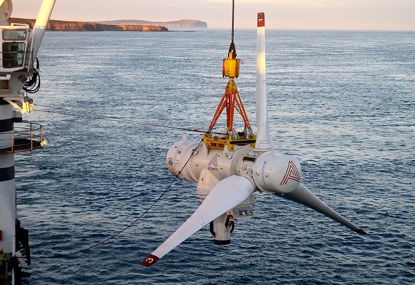 Turbina para el array de energía mareomotriz MeyGen; Cortesía de SAE Renewables (SAE), anteriormente conocido como Atlantis Energy
